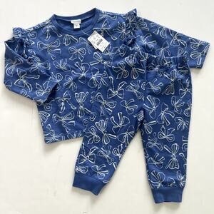 Crewcuts Blue Bow Print Jogger Set 3T NWT
